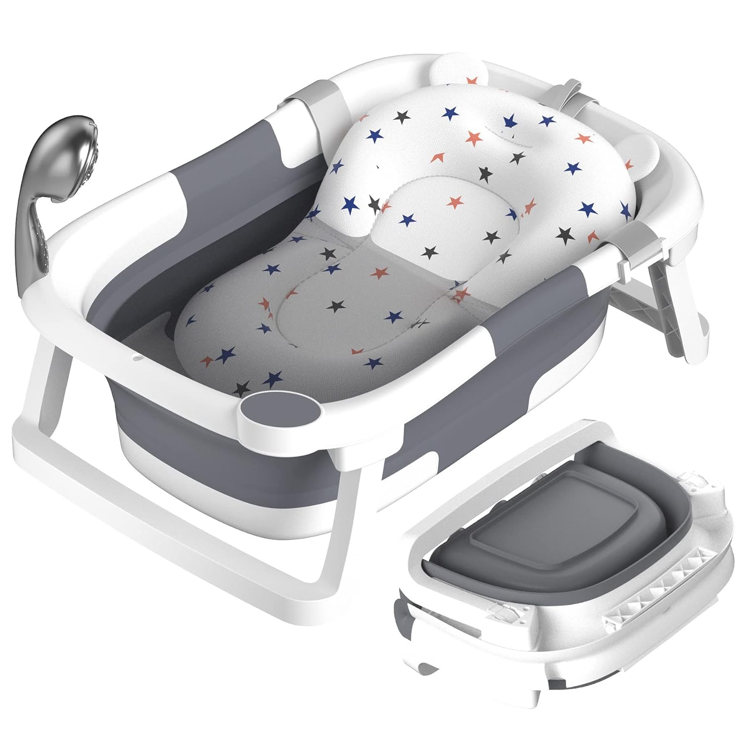 Foldable baby bathtub with cushion support