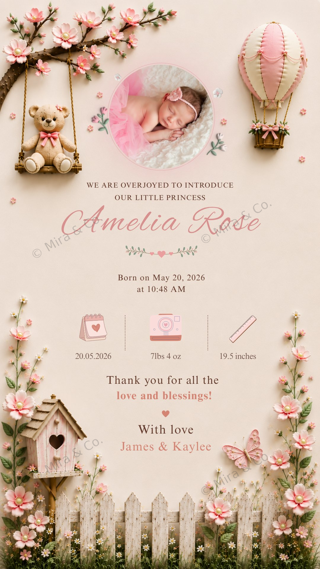 Photo baby announcement mockup 2
