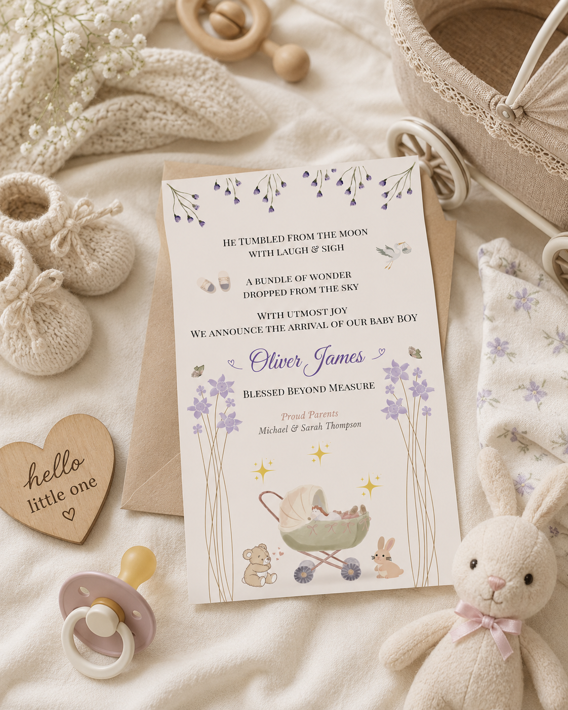 Floral baby announcement mockup 2