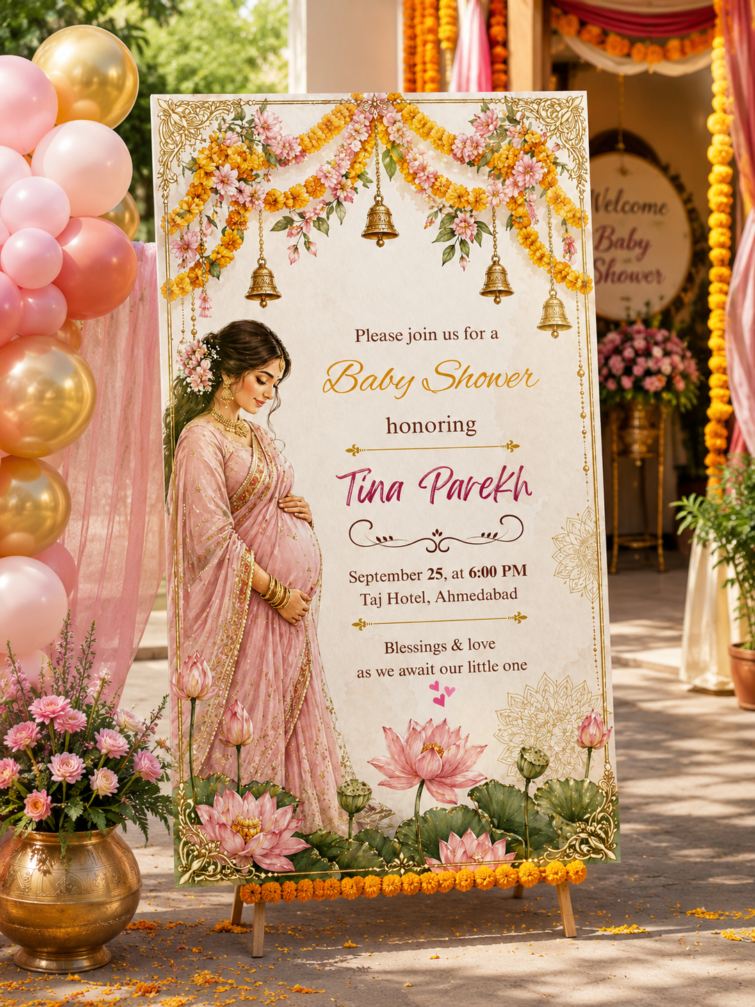 Traditional Godh Bharai invitation mockup 2