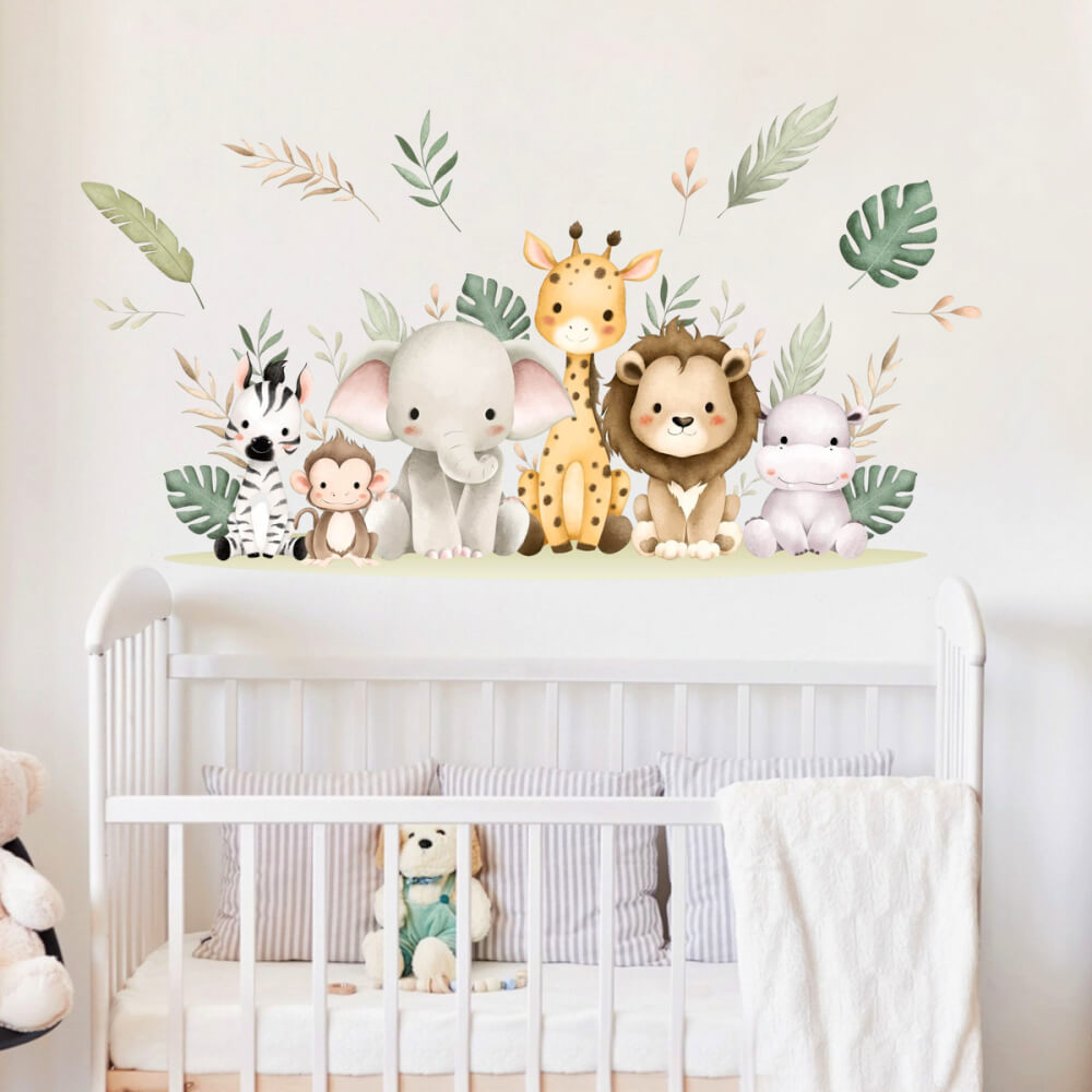 Animal wallpaper in nursery
