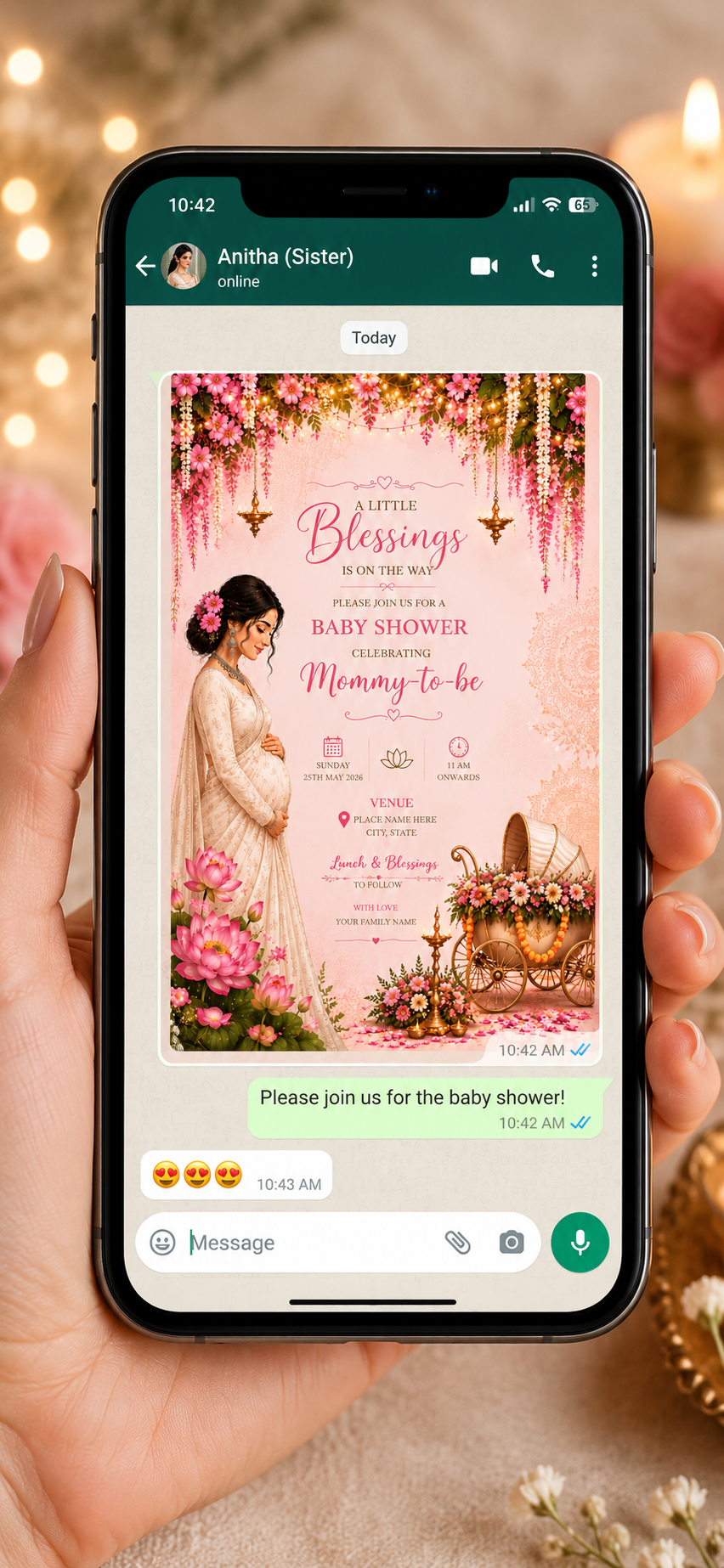 Floral Godh Bharai invitation mockup 3