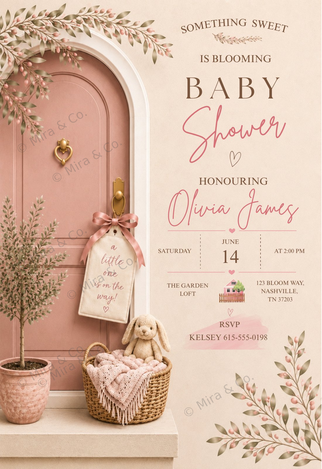 Dusty Pink Baby Shower Invitation