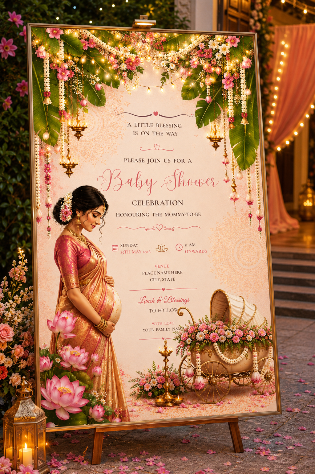 South Indian Godh Bharai Invitation