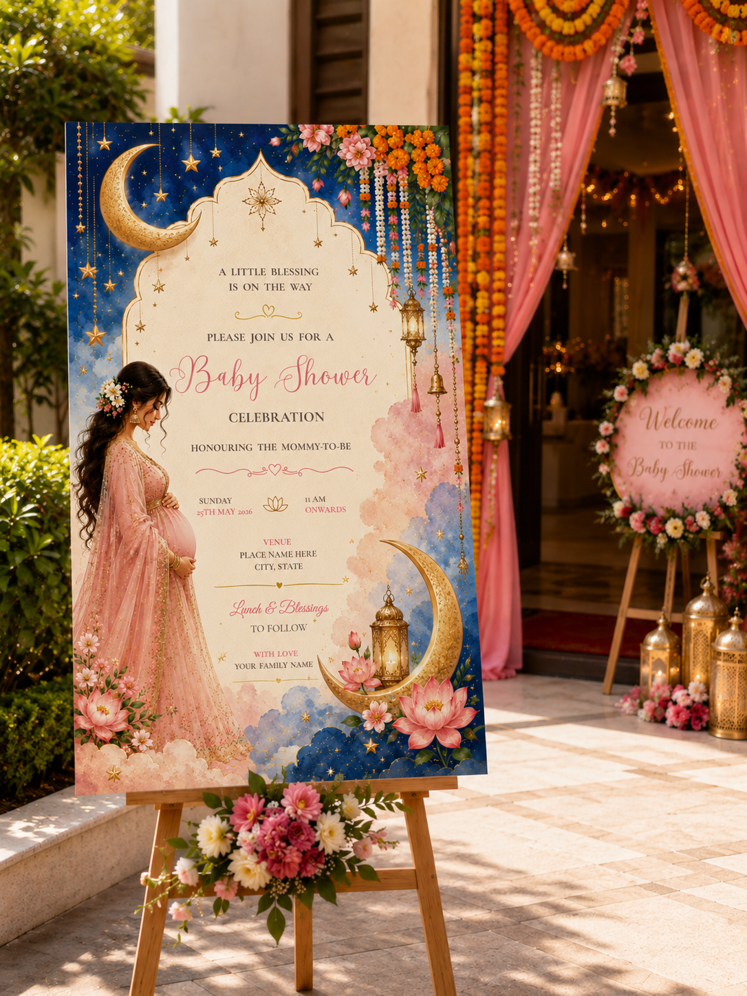 Crescent Moon Baby Shower Invitation mockup 2