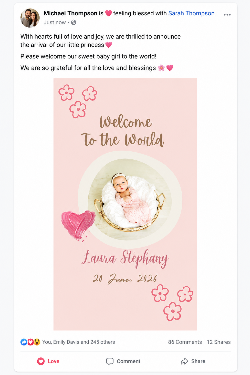 Minimalistic baby announcement mockup 2