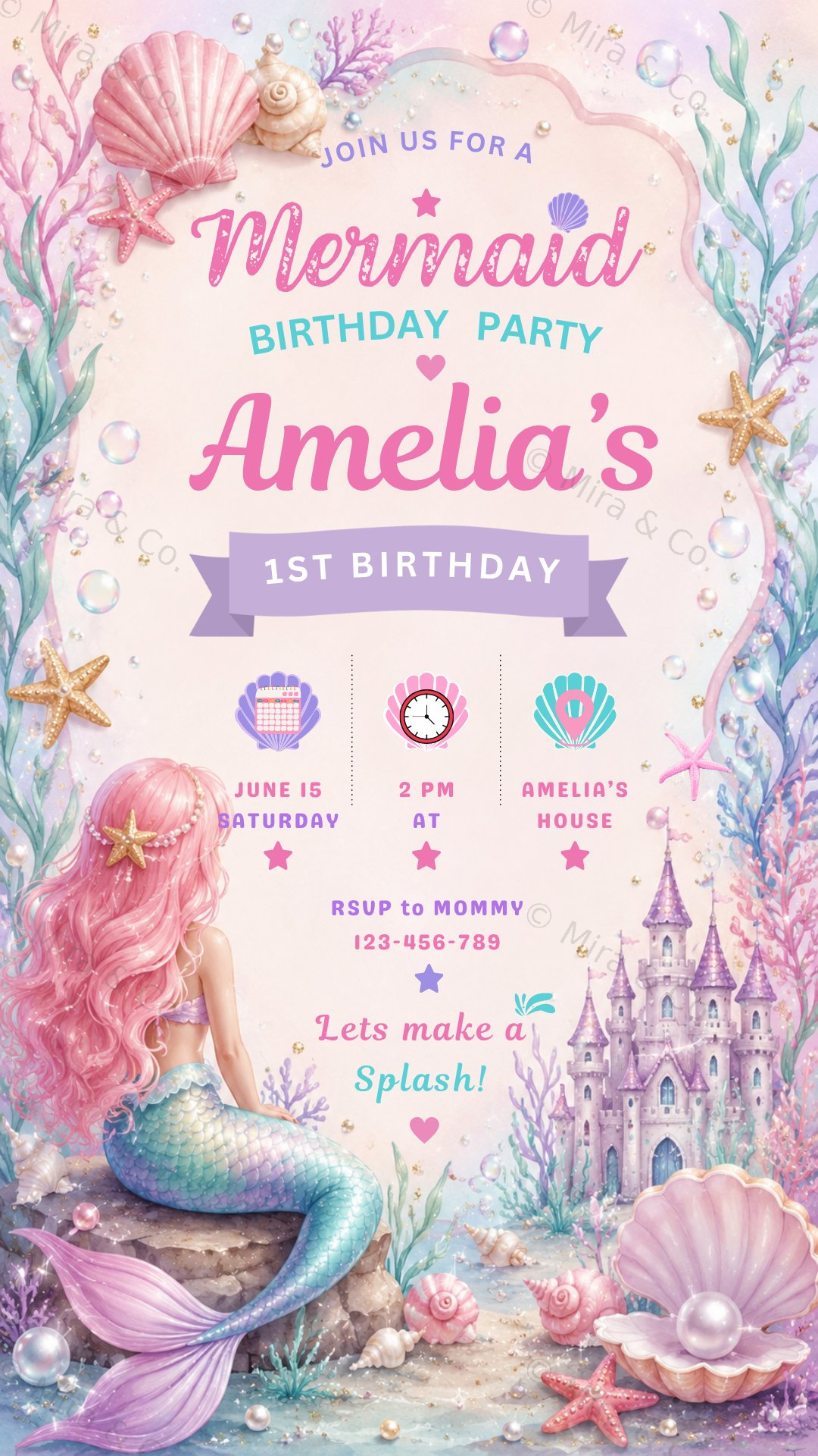 Mermaid Birthday Invitation